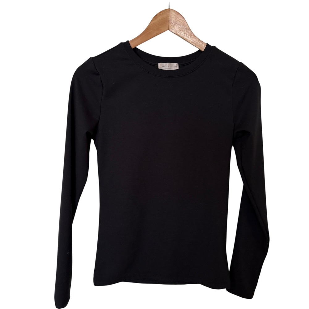 Frankee & Skylarr Womens Black Long Sleeve Crew‎ Neck Top Small TZ9670-ROS